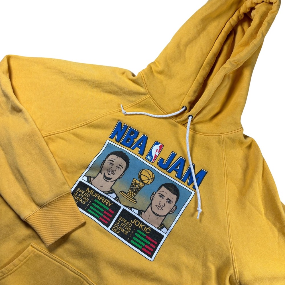 Denver Nuggets Hoodie Homage NBA Jam Mens L Yellow Jokic Murray Graphic Gaming
